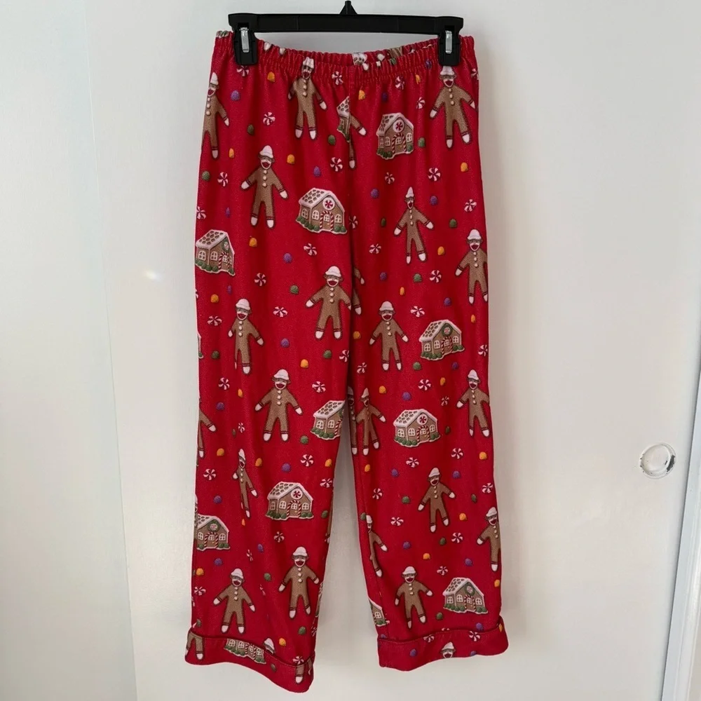 Nick & Nora Red Gingerbread House Sock Monkey Christmas Pajama Set XL/(14/16)